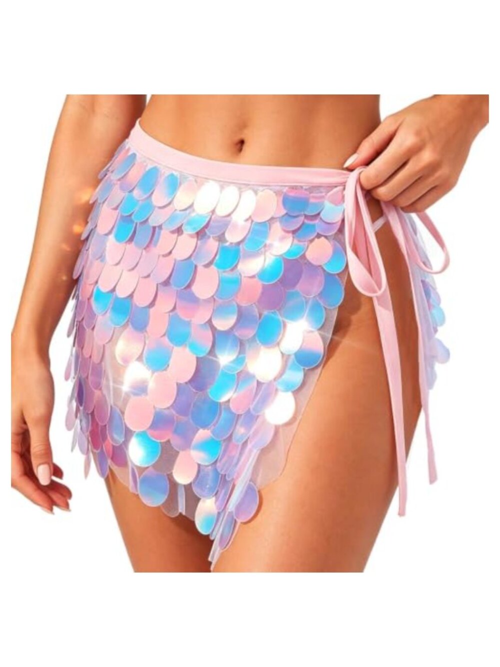 Sequin Belly Dance Skirt Wrap Hip Scarf Rave Party Costume for Women